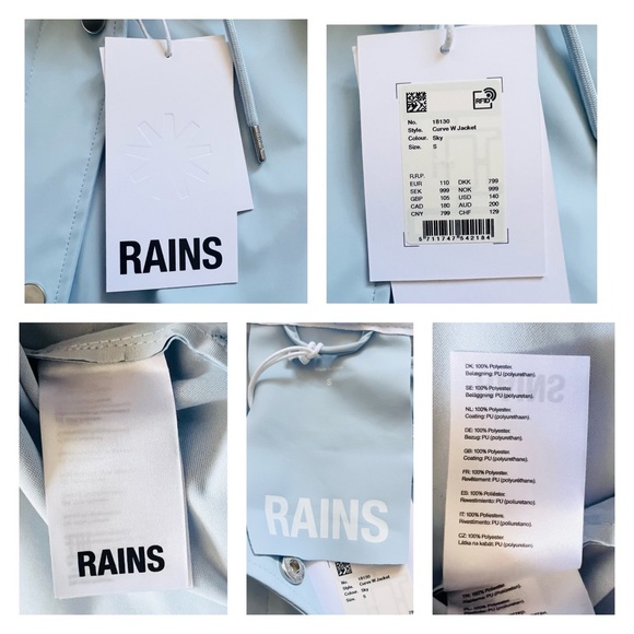 New! RAINS Curve W Waterproof Rain Jacket Raincoat - Picture 14 of 14